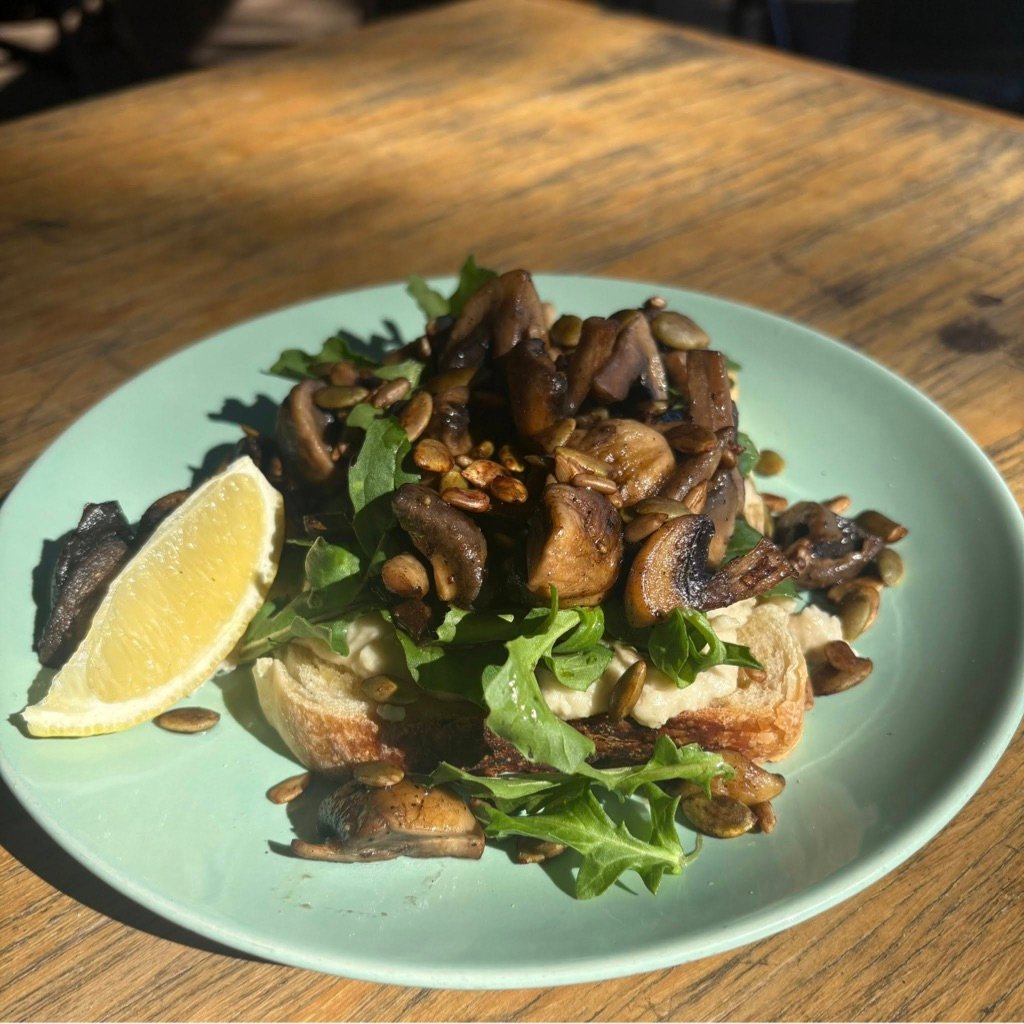 Rustic Mushroom & Arugula Toast